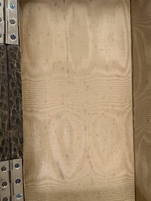 Lot 417 - An Asprey crocodile hide covered stationery...