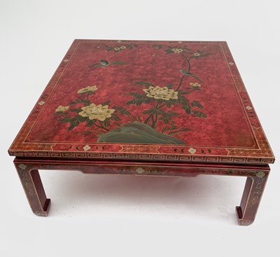 Lot 3151 - An oriental red lacquer low centre table, late...