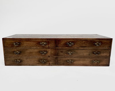 Lot 401 - A Victorian oak bank of six drawers. Height...