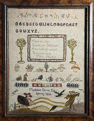 Lot 2805 - An early 20th century sampler, worked by...