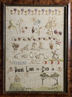 Lot 2805 - An early 20th century sampler, worked by...