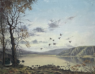 Lot 1479 - Nigel HALLARD (1936-2020) a flock of ducks in...