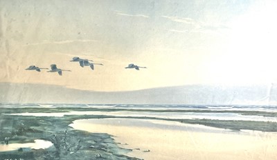 Lot 1482 - Peter Markham SCOTT (1909-1989), swans flying...