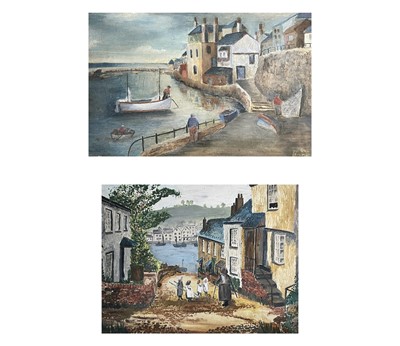 Lot 1486 - Two naive Cornish scenes, one on board and...