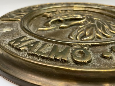 Lot 359 - A Swedish brass ship builder's plaque,...