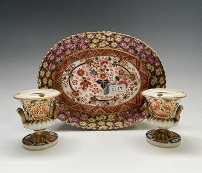 Lot 935 - A pair of Derby campana form inkwells, circa...