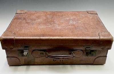 Lot 474 - A tan leather suitcase, stamped John Pound &...