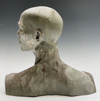 Lot 378 - A green painted fibreglass male head and...