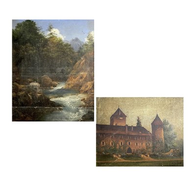 Lot 1491 - Two early 20th century framed oils on board,...