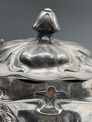 Lot 43 - A large Art Nouveau silvered pewter punch bowl...