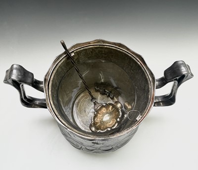 Lot 43 - A large Art Nouveau silvered pewter punch bowl...
