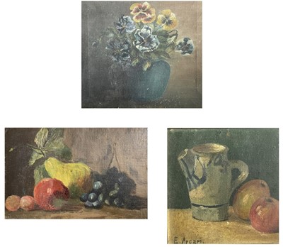 Lot 1510 - E. ARCARI (XX) still life of a jug, an orange...