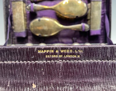 Lot 46 - A purple leather toilet case by Mappin and...