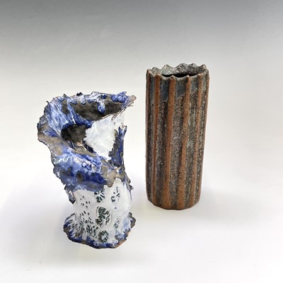 Lot 975 - An Alan Wallwork textured cylindrical vase,...