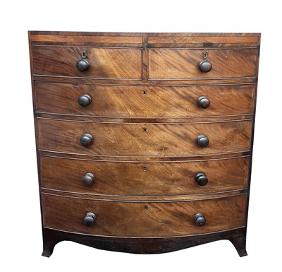 Lot 3190 - A Regency mahogany bow front chest of drawers,...