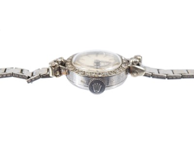 Lot 204 - A Tudor Royal Rolex lady's wristwatch with 9ct white gold bracelet and diamond-set bezel.