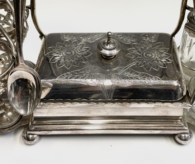 Lot 112 - An epns breakfast stand for three the central...