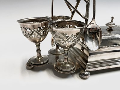 Lot 112 - An epns breakfast stand for three the central...