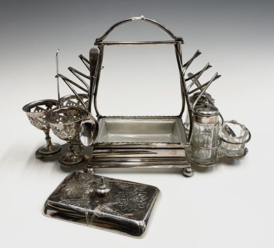 Lot 112 - An epns breakfast stand for three the central...