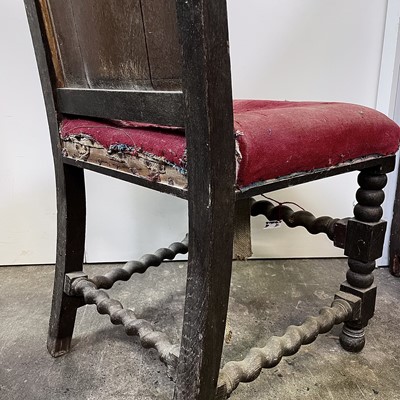 Lot 282 - A early 18th century carved oak side chair,...