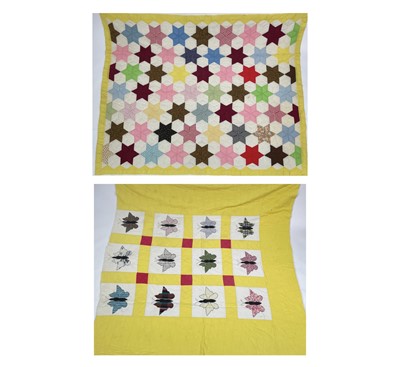 Lot 2853 - Patchwork quilts. Two quilts, in light colours...