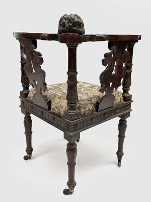 Lot 3223 - An Italian Renaissance carved oak corner chair,...
