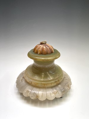 Lot 468 - A large specimen alabaster Mexican inkwell,...