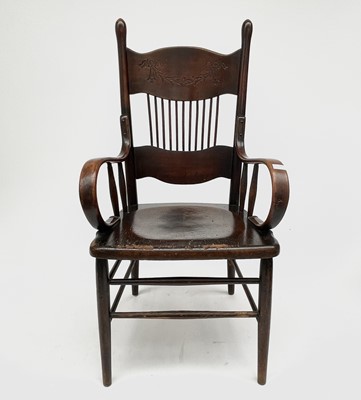 Lot 3228 - An American walnut armchair, circa 1900,...