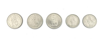 Lot 43 - Switzerland. Lot comprises 82 0.835 silver and...