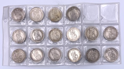Lot 43 - Switzerland 0.835 grade silver 2 Franc and 5...