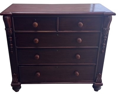 Lot 3098 - A Victorian mahogany chest of drawers with two...