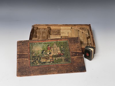Lot 630 - Childs Wooden Building Blocks and Miniature...