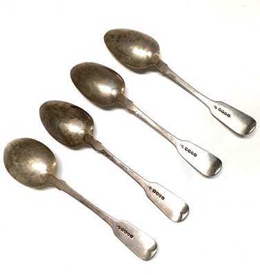 Lot 61 - A set of four George IV silver fiddle pattern...