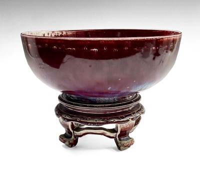 Lot 800 - A Ruskin high-fired bowl, sang de boeuf glaze...