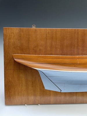 Lot 74 - A half hull model of a boat, possibly a Kim...