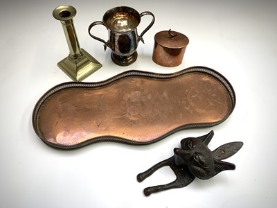 Lot 15 - A Victorian brass door knocker, cast as a fox,...