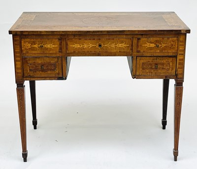 Lot 3021 - An Italian walnut marquetry dressing table,...