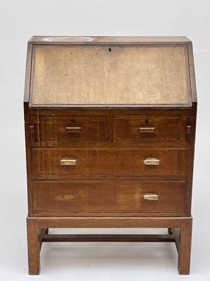 Lot 3025 - A Heal's oak bureau, with slope front above...