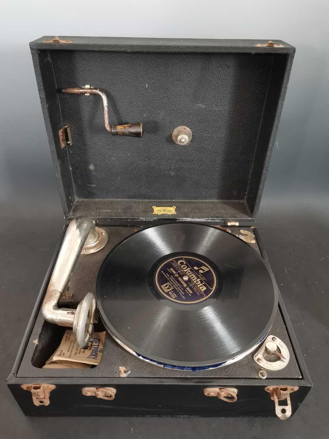 Lot 199 A The Sterno vintage portable wind up record