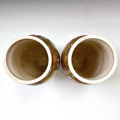 Lot 2 - A pair of Japanese Satsuma pottery vases,...