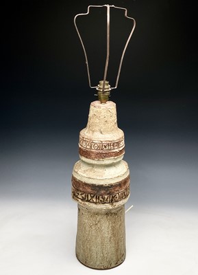 Lot 1098 - A large Tremaen Pottery lamp base, with bands...