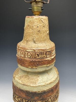 Lot 1098 - A large Tremaen Pottery lamp base, with bands...