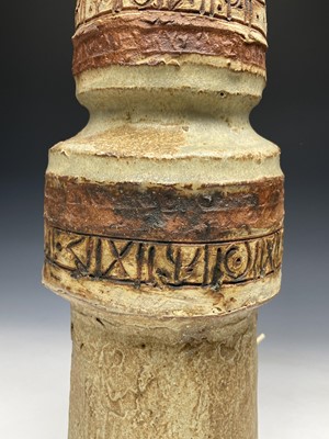 Lot 1098 - A large Tremaen Pottery lamp base, with bands...