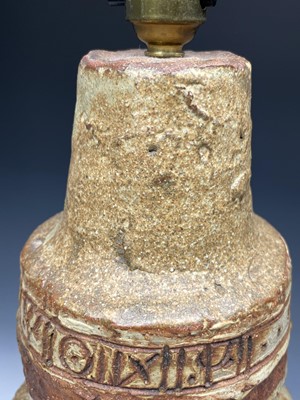 Lot 1098 - A large Tremaen Pottery lamp base, with bands...