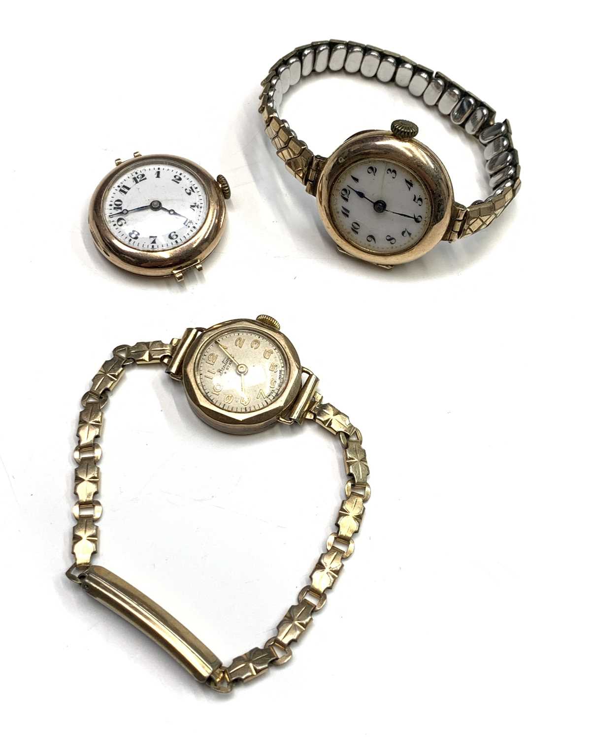 Lot 29 - Three ladies 9ct gold cased wristwatches