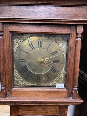 Lot 233 - An 18th century oak thirty hour longcase clock,...