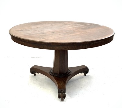 Lot 3002 - A William IV rosewood circular table, raised...