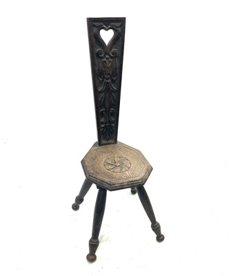 Lot 203 - An oak spinning chair, circa 1900, the back...