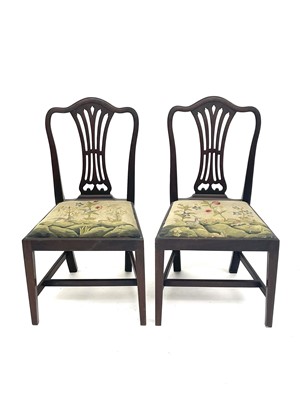 Lot 3034 - A pair of George III mahogany dining chairs,...