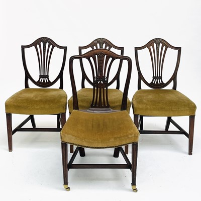 Lot 3036 - A set of three late George III mahogany dining...